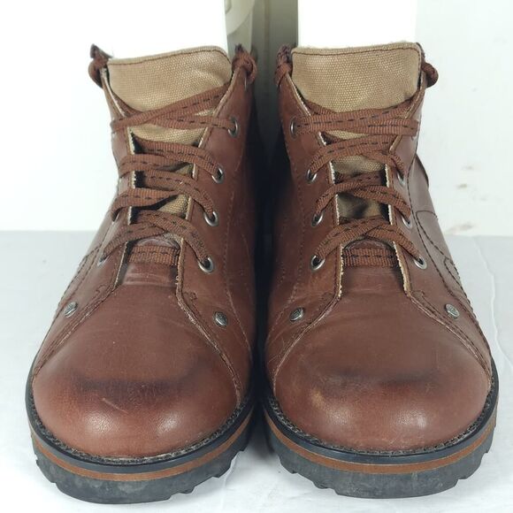 London Underground Women's Vtg US10 Brow Leather Lace Up Chunky Ankle Boots - Picture 4 of 16